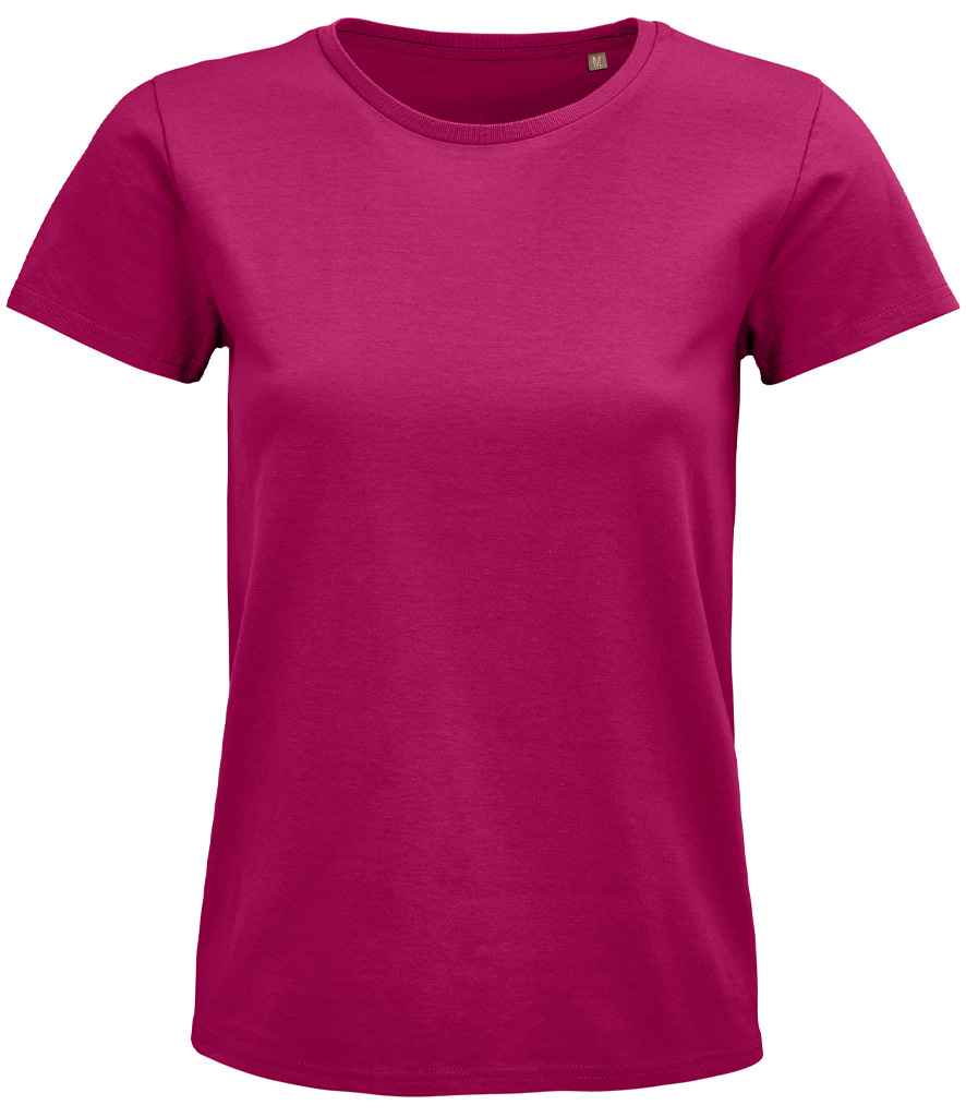 SOL'S Ladies Pioneer Organic T-Shirt in Fuchsia, front view