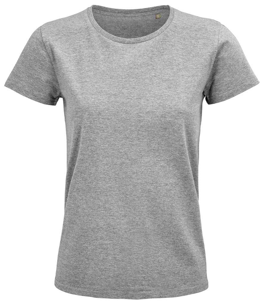 SOL'S Ladies Pioneer Organic T-Shirt in Grey Marl, front view