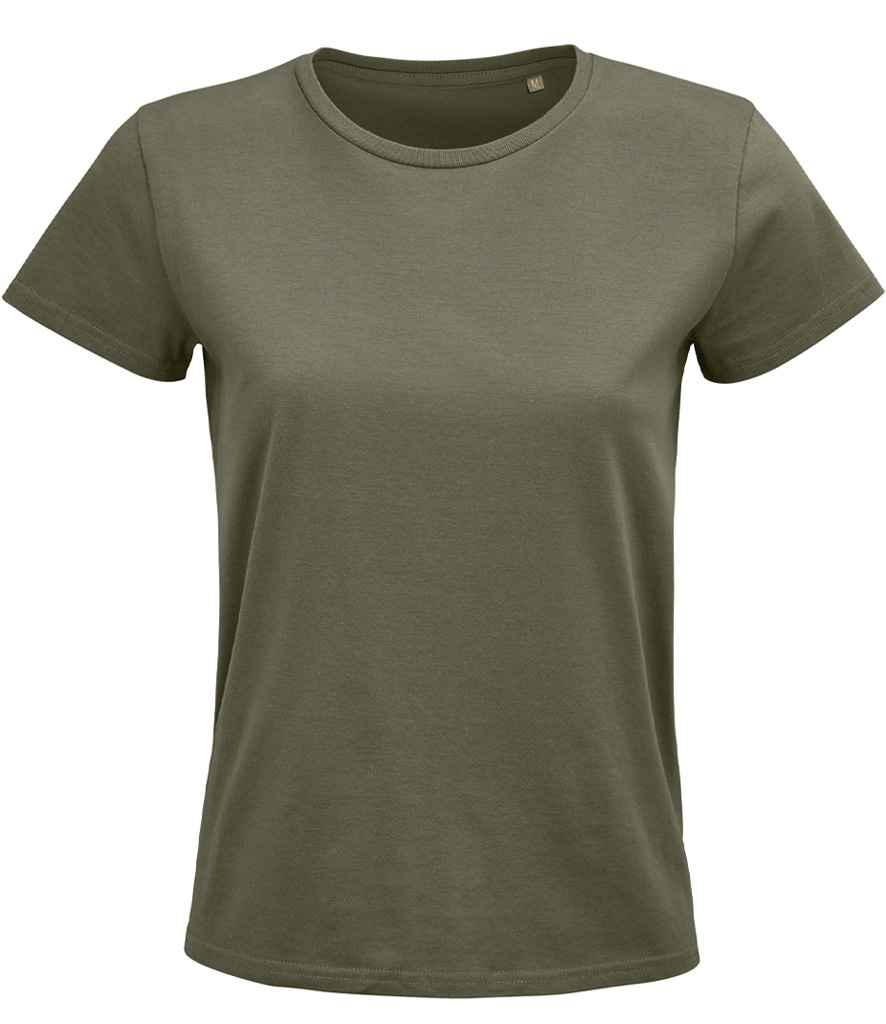 SOL'S Ladies Pioneer Organic T-Shirt in Khaki, front view