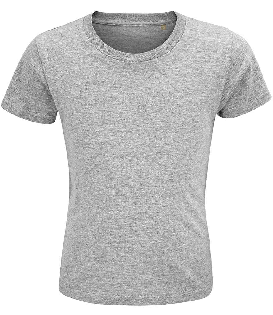 SOL'S Kids Crusader Organic T-Shirt in Grey Marl, front view