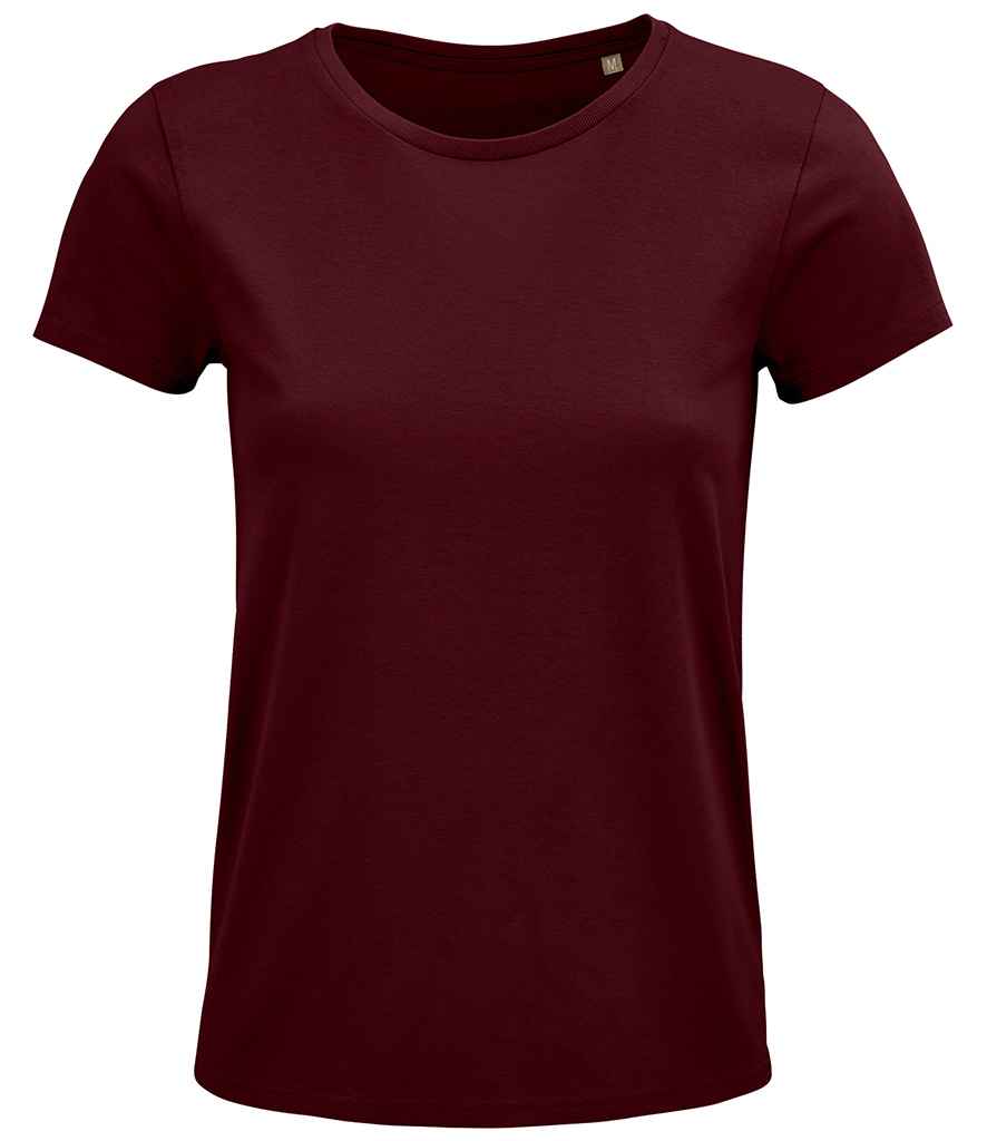 SOL'S Ladies Crusader Organic T-Shirt in Burgundy, front view