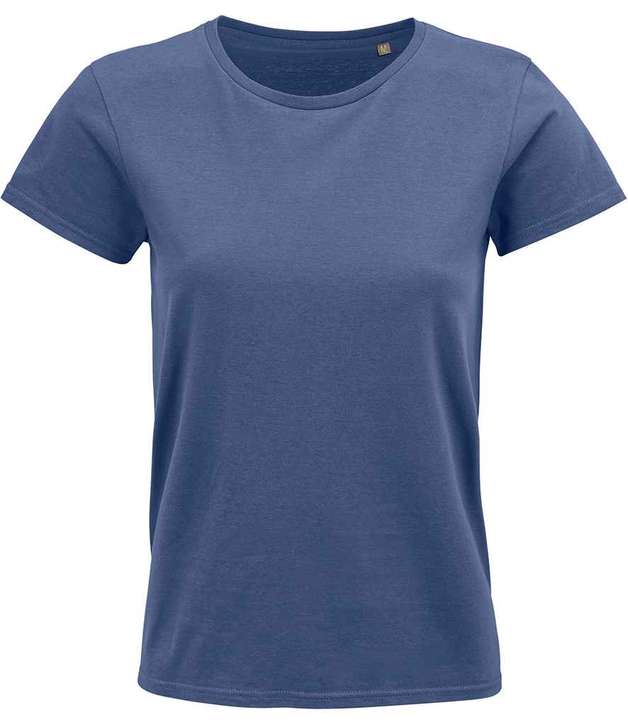 SOL'S Ladies Crusader Organic T-Shirt in Denim, front view