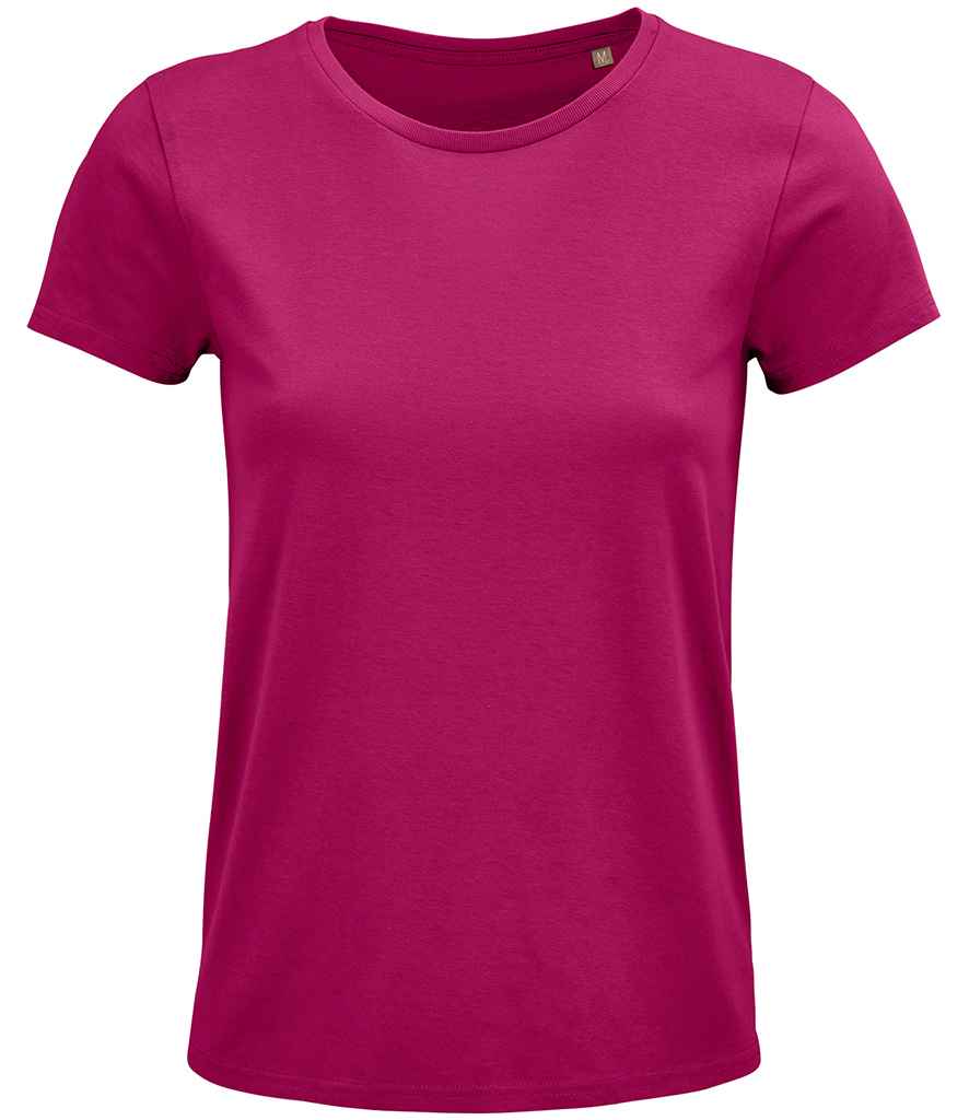 SOL'S Ladies Crusader Organic T-Shirt in Fuchsia, front view