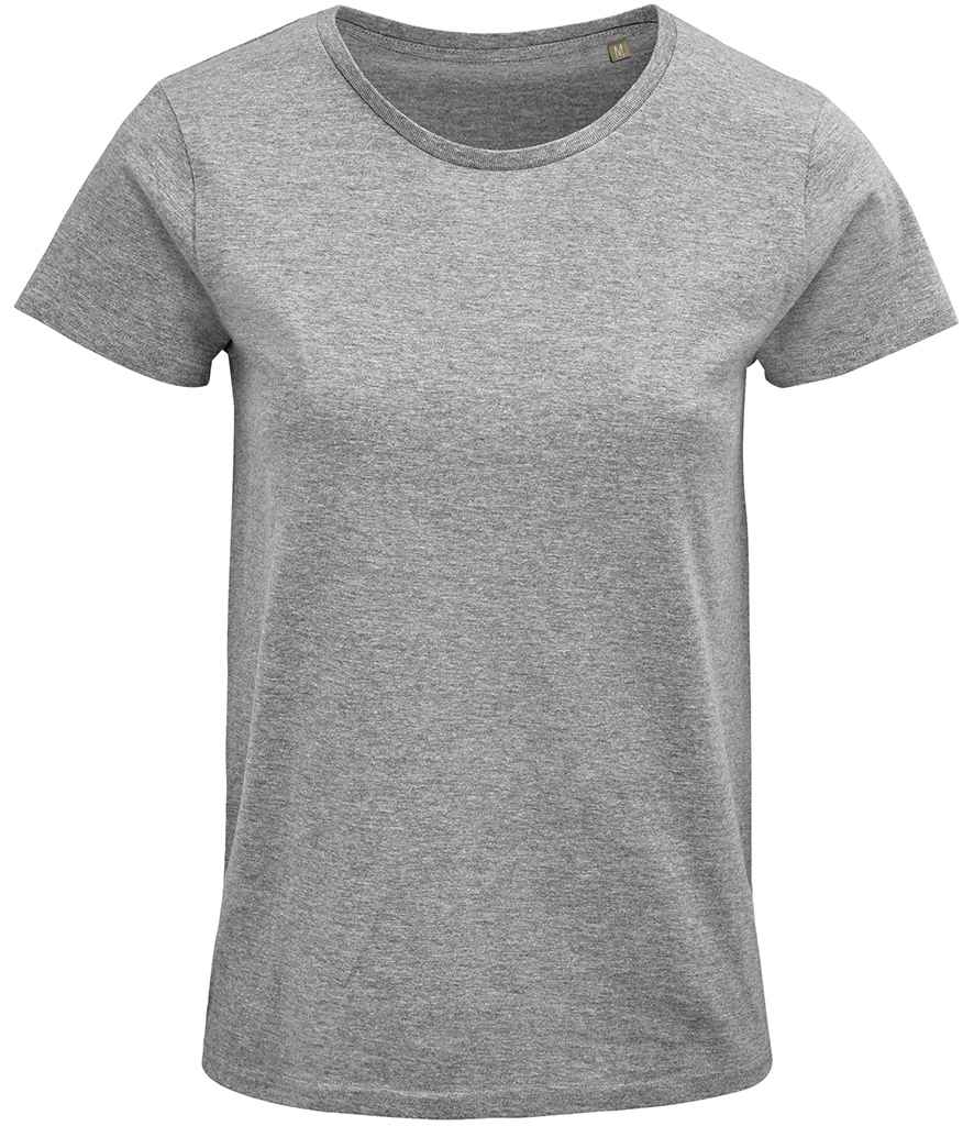 SOL'S Ladies Crusader Organic T-Shirt in Grey Marl, front view