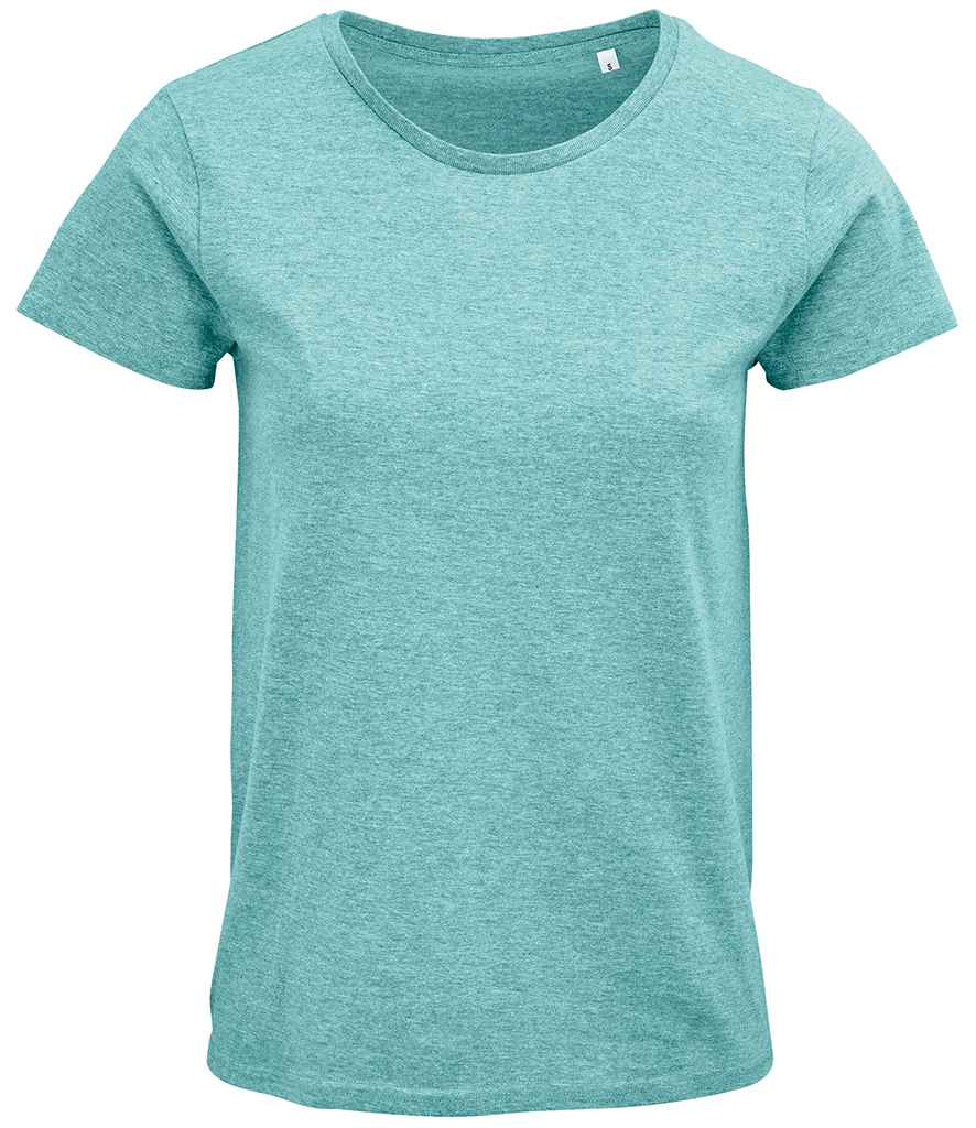 SOL'S Ladies Crusader Organic T-Shirt in Heather Light Green, front view