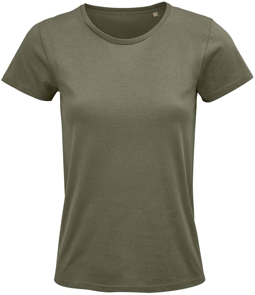 SOL'S Ladies Crusader Organic T-Shirt in Khaki, front view