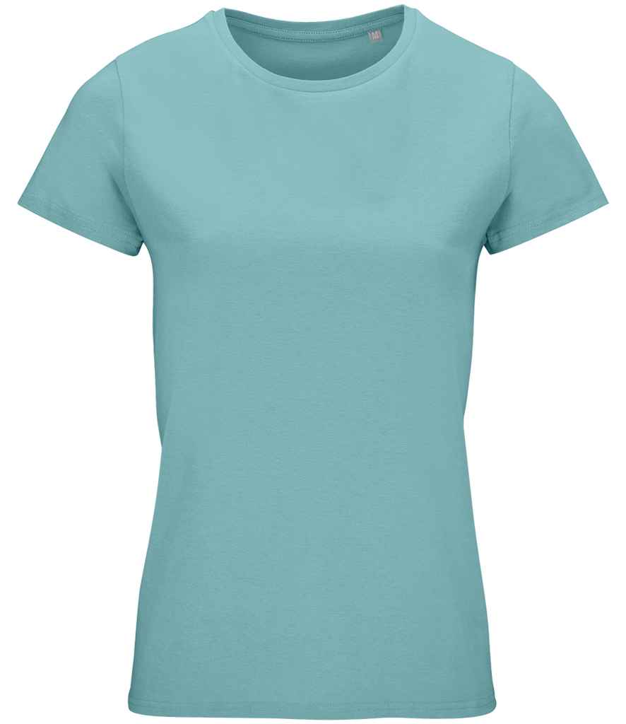 SOL'S Ladies Crusader Organic T-Shirt in Pool Blue, front view