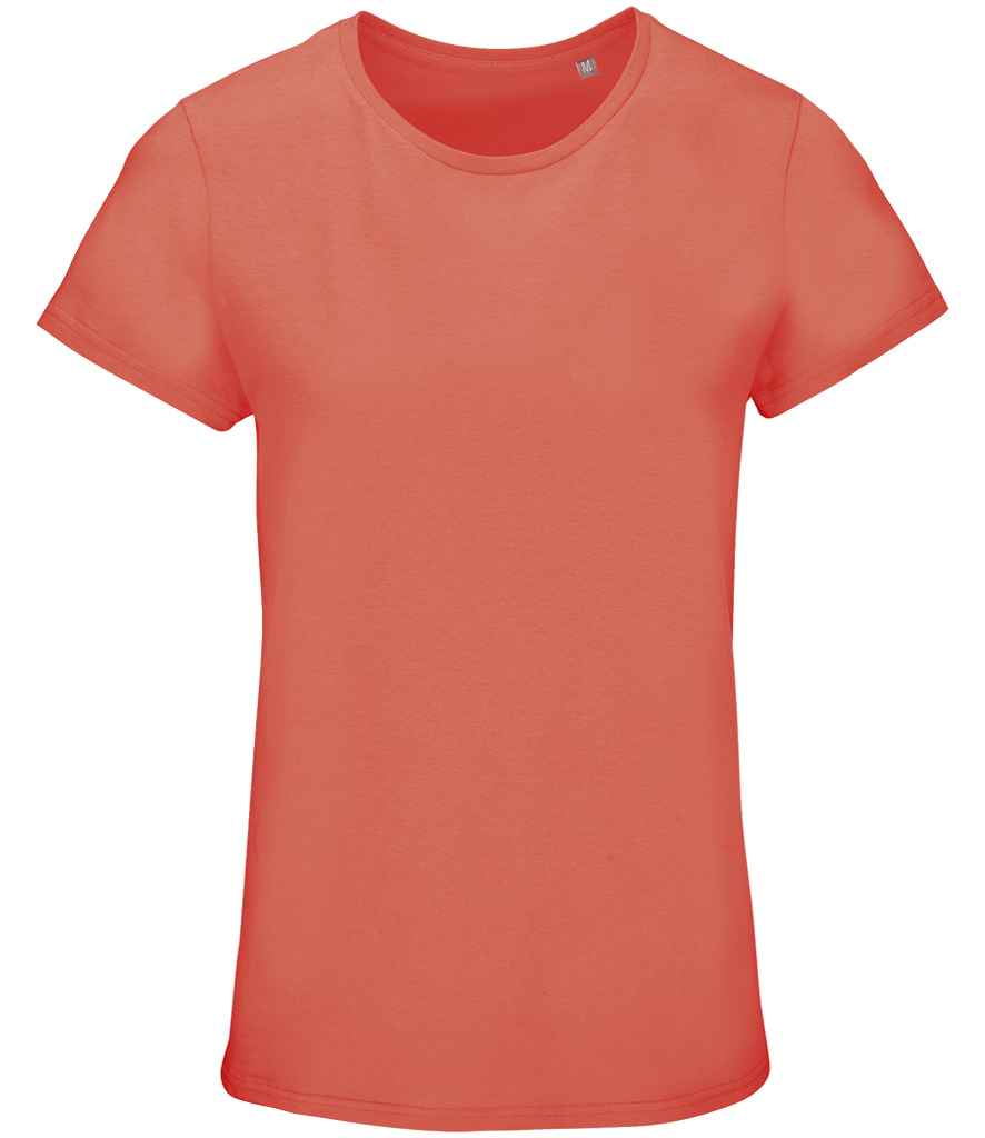 SOL'S Ladies Crusader Organic T-Shirt in Pop Orange, front view
