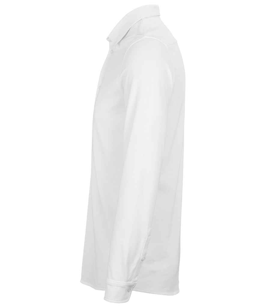NEOBLU Basile Organic Cotton Long Sleeve Piqué Shirt in Optic White, side view