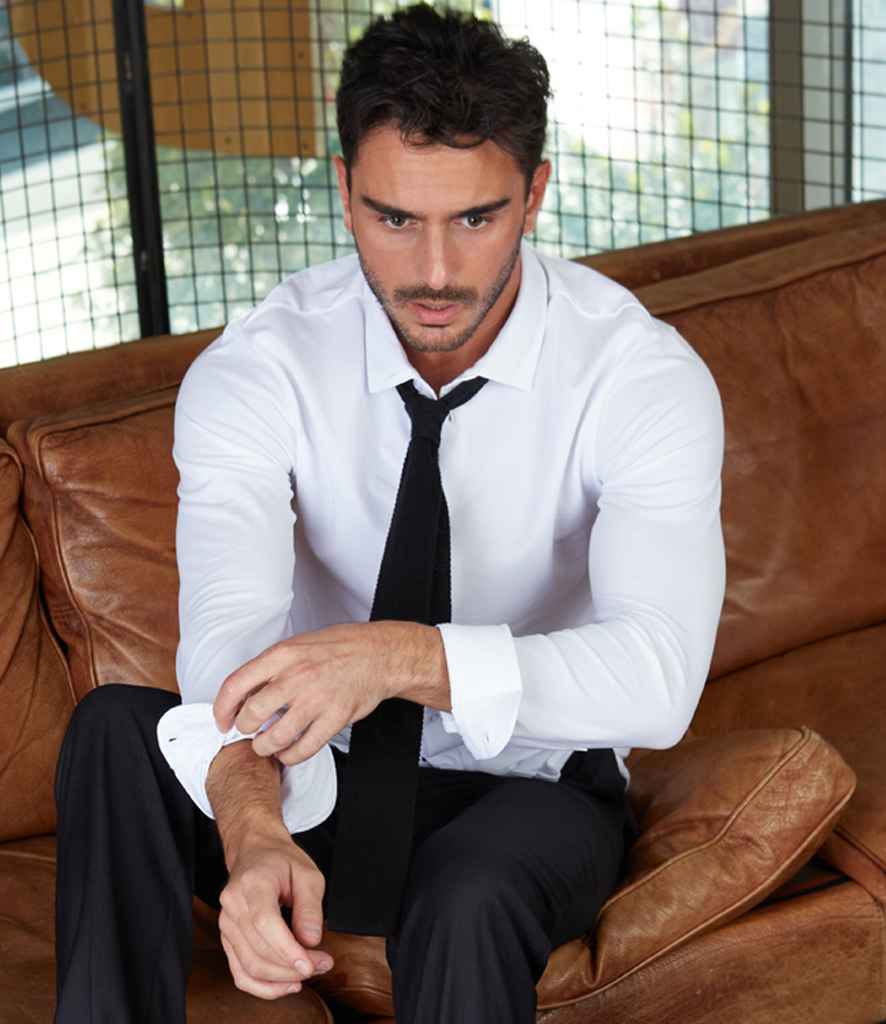 NEOBLU Basile Organic Cotton Long Sleeve Piqué Shirt in Optic White