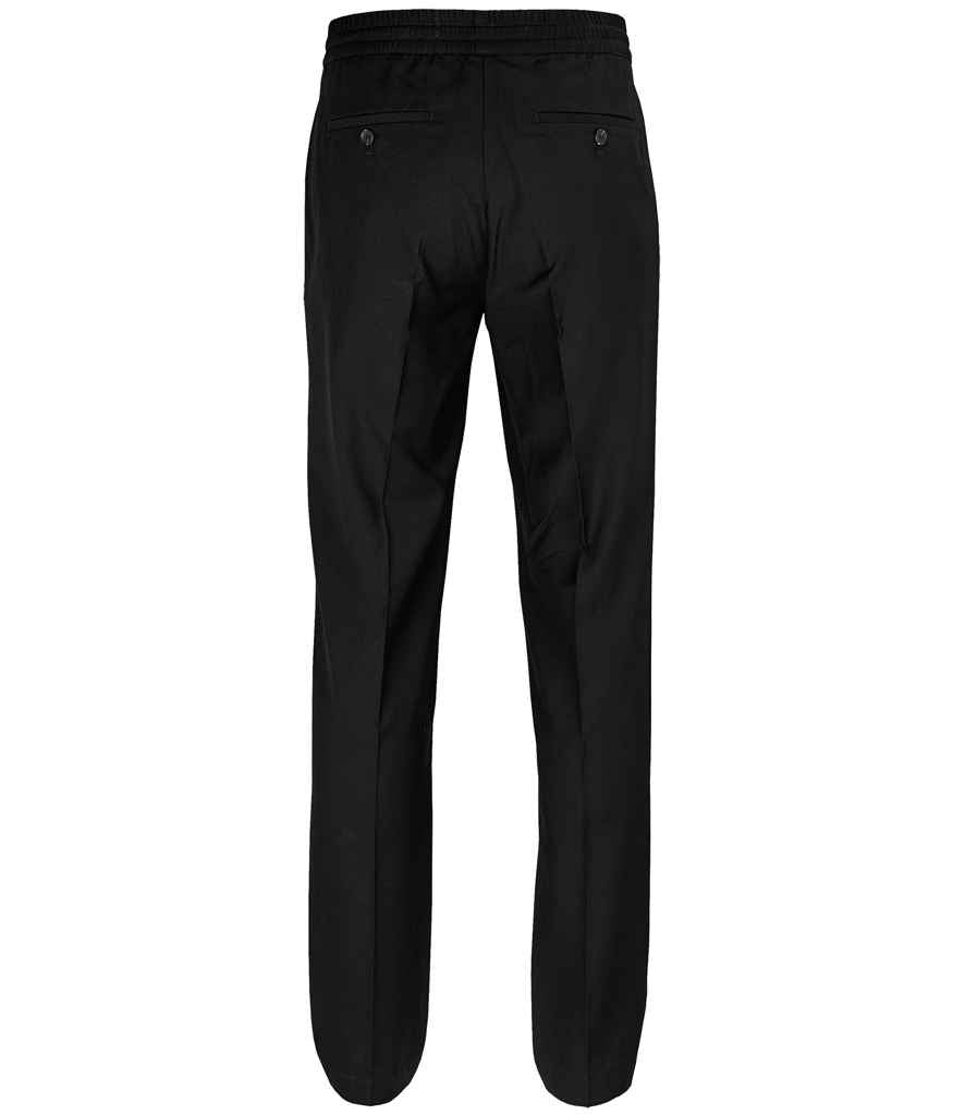 NEOBLU Germain Elasticated Waist Trousers in Deep Black, back view