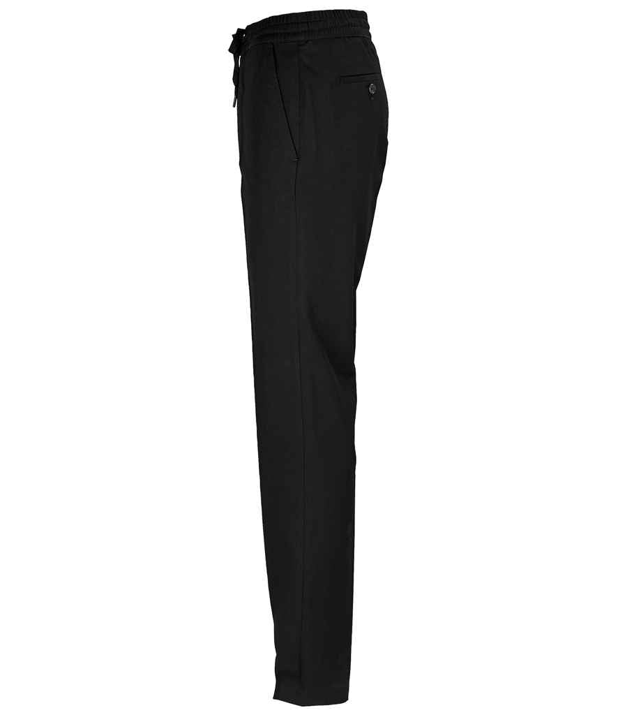 NEOBLU Germain Elasticated Waist Trousers in Deep Black, side view