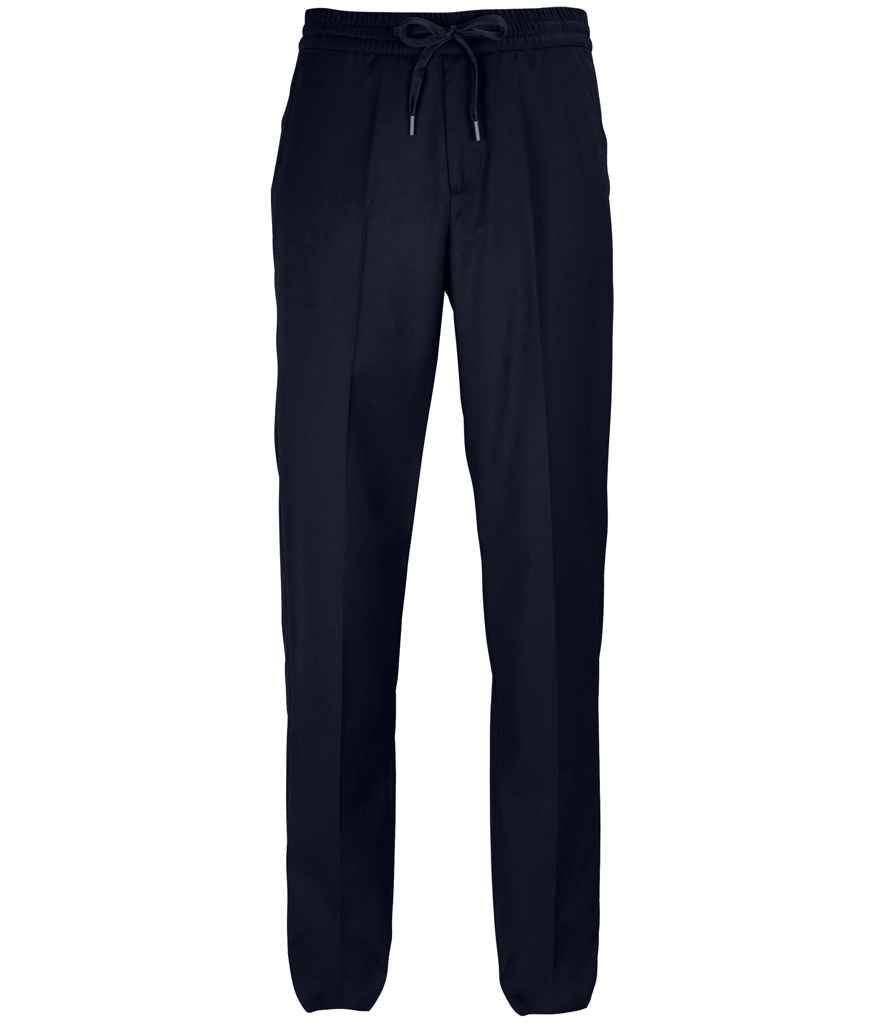 NEOBLU Germain Elasticated Waist Trousers in Night Blue, front view