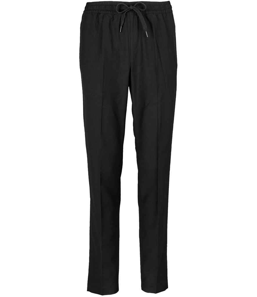NEOBLU Ladies Germain Elasticated Waist Trousers in Deep Black, front view