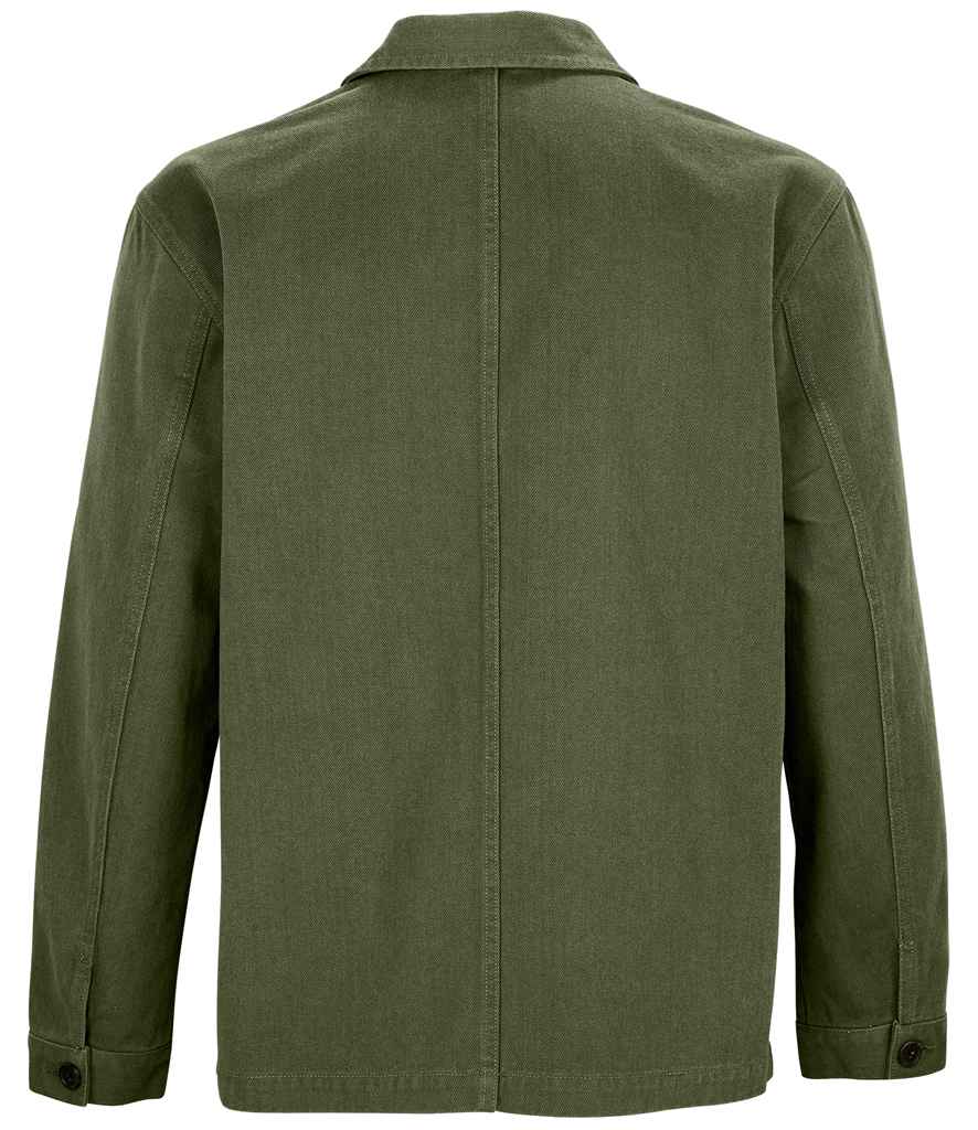 NEOBLU Mael Workwear Utility Jacket in Deep Khaki, back view