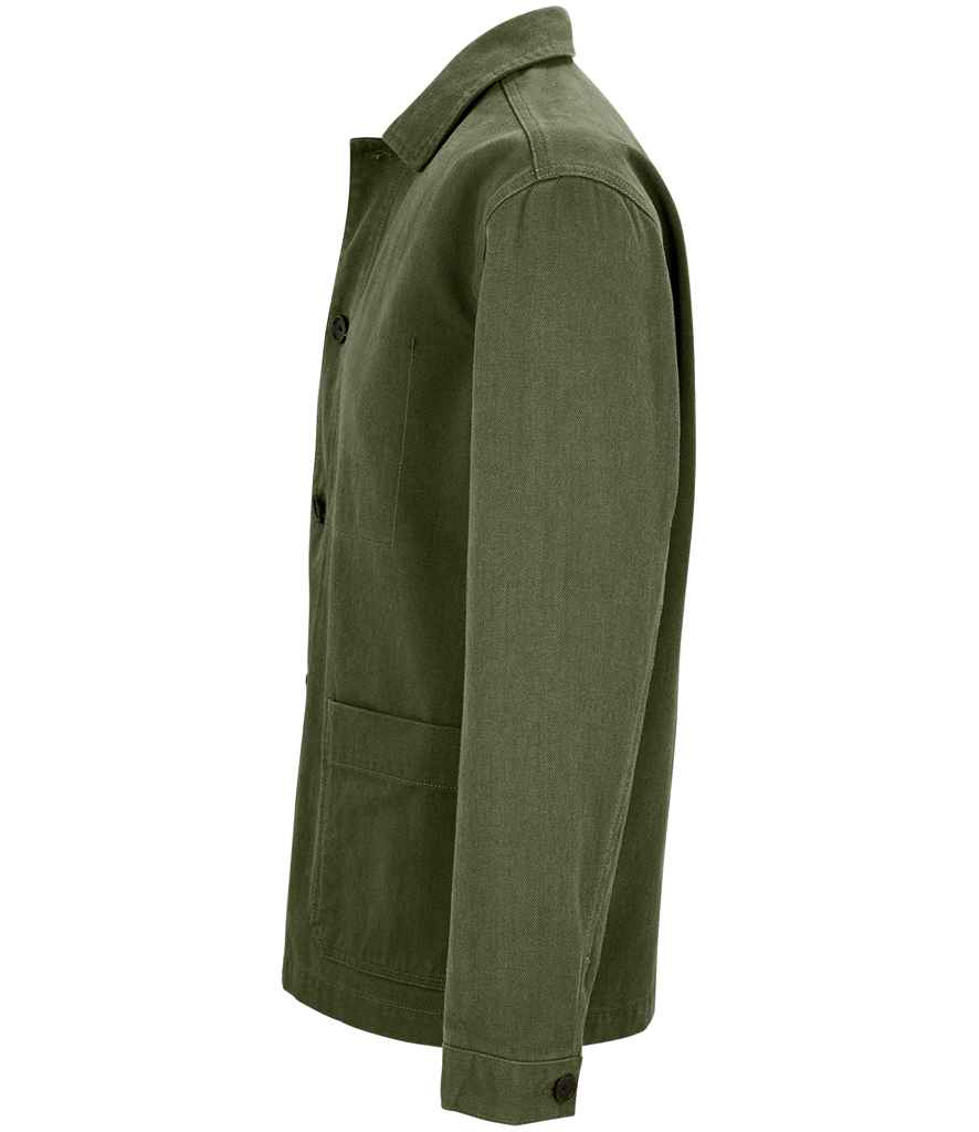NEOBLU Mael Workwear Utility Jacket in Deep Khaki, side view