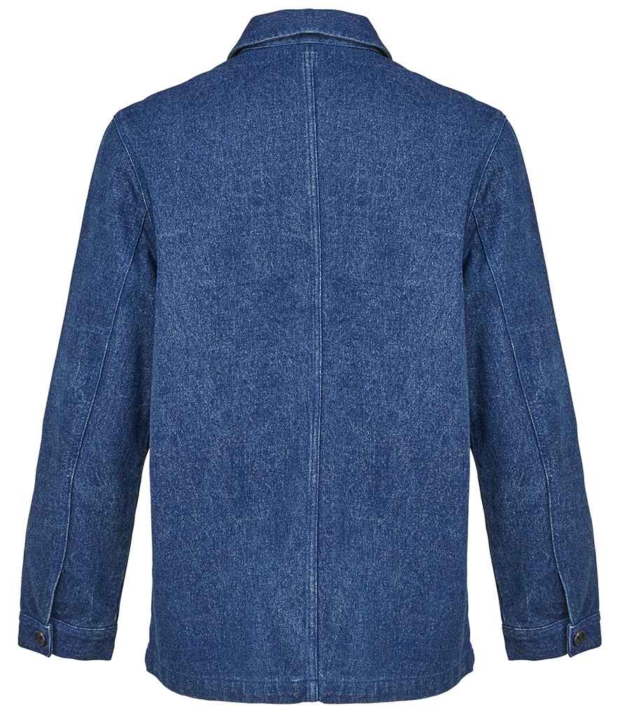 NEOBLU Mael Workwear Utility Jacket in Stonewash Denim, back view