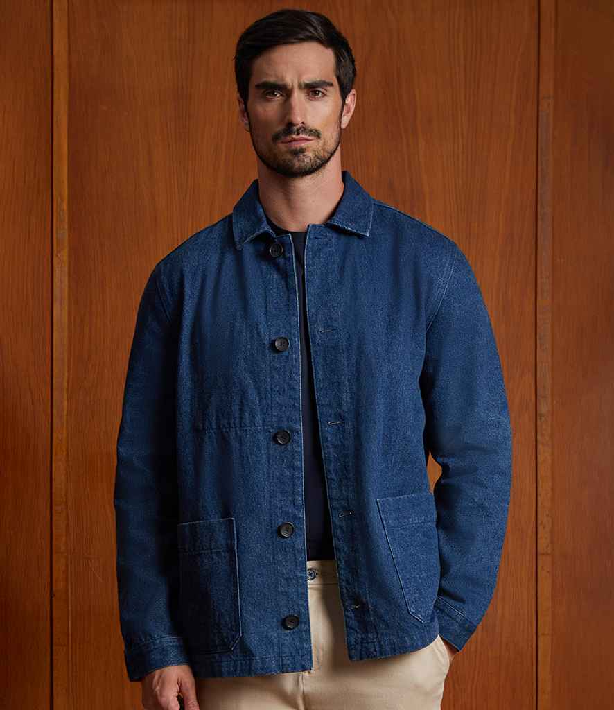 NEOBLU Mael Workwear Utility Jacket in Stonewash Denim