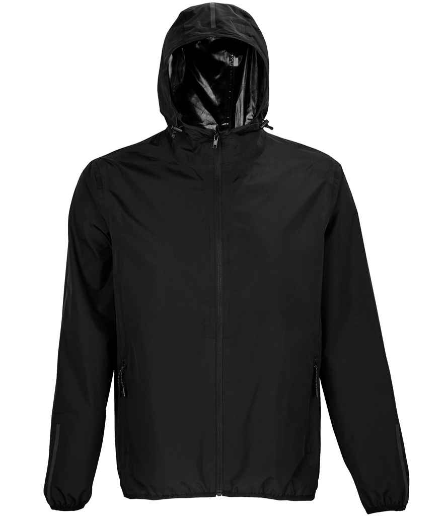 NEOBLU Unisex Andrea Waterproof Windbreaker Jacket in Deep Black, front view