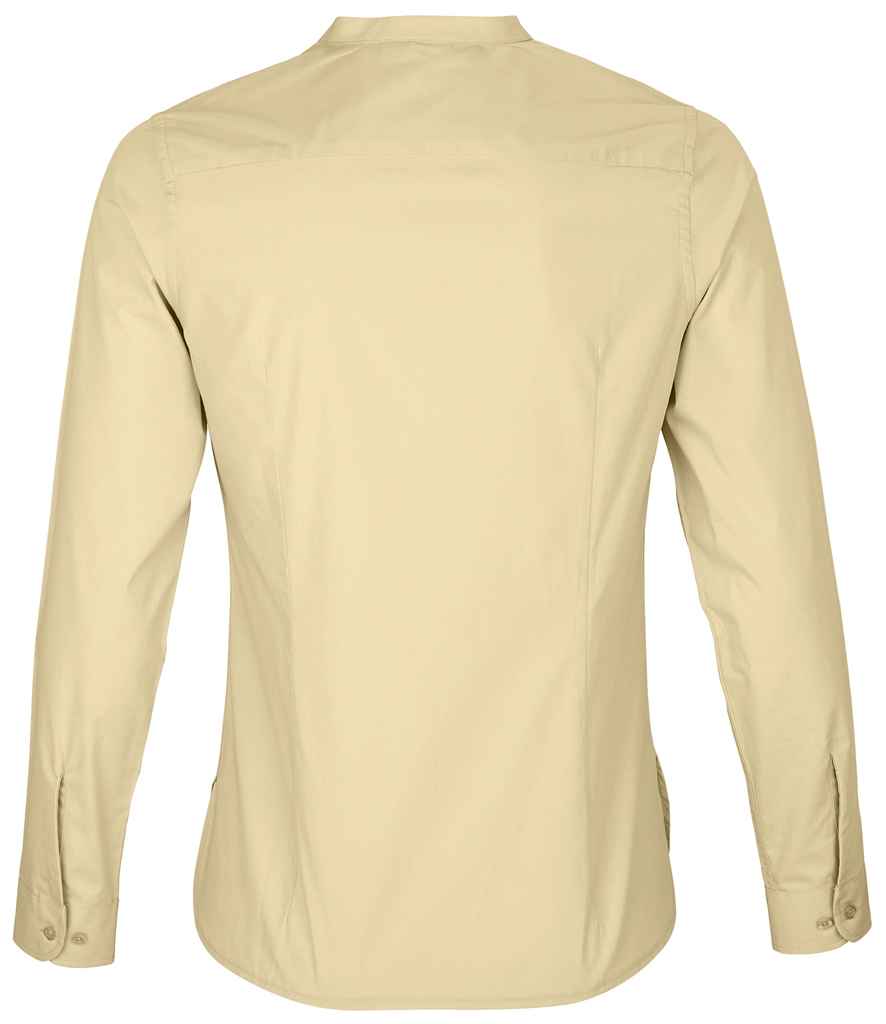 NEOBLU Ladies Bart Mao Collar Long Sleeve Poplin Shirt in Beige, back view
