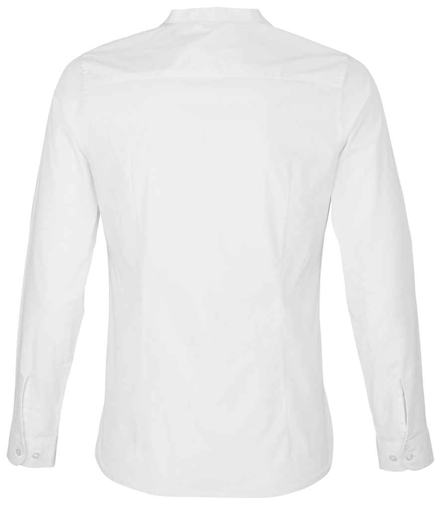 NEOBLU Ladies Bart Mao Collar Long Sleeve Poplin Shirt in Optic White, back view