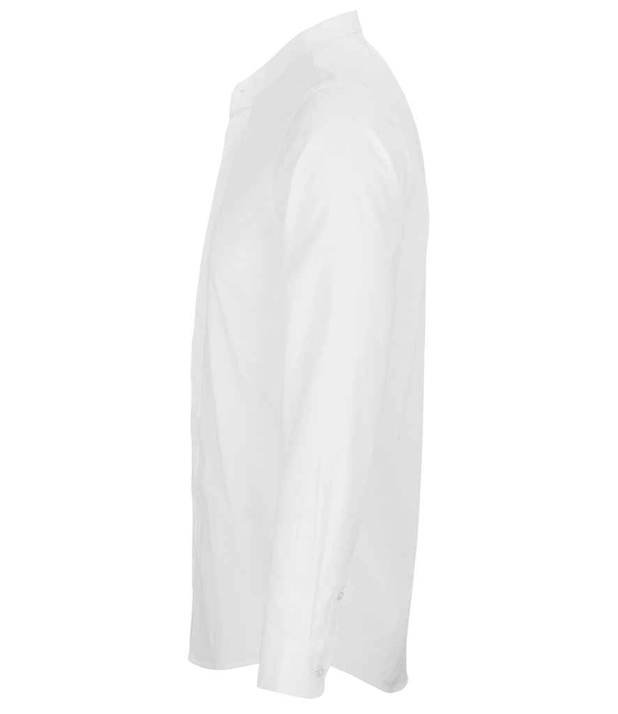 NEOBLU Bart Mao Collar Long Sleeve Poplin Shirt in Optic White, side view