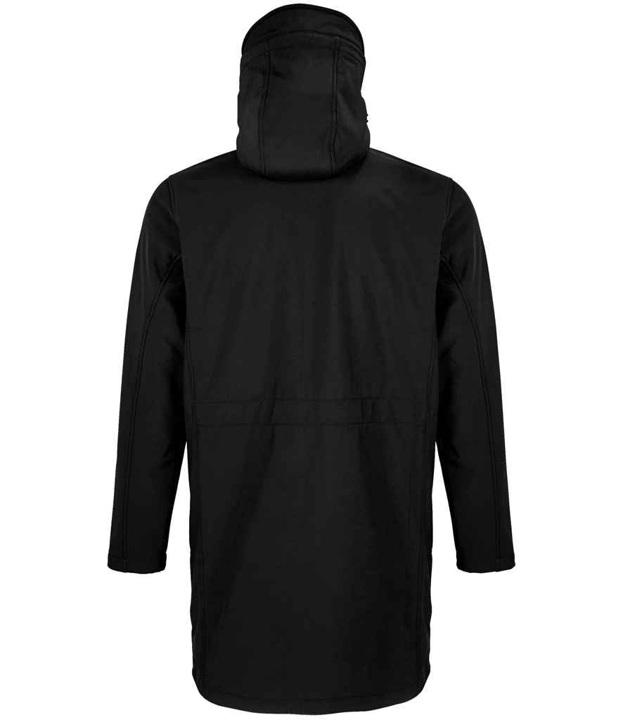 NEOBLU Achille Long Soft Shell Jacket in Deep Black, back view