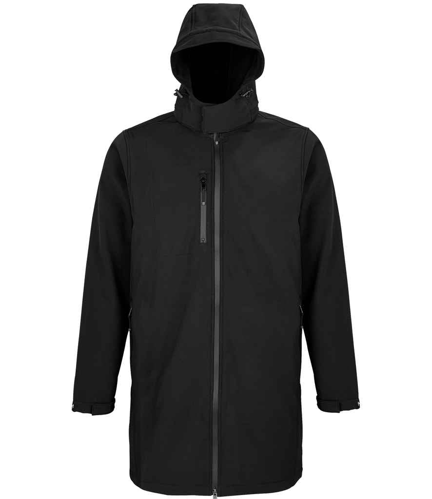 NEOBLU Achille Long Soft Shell Jacket in Deep Black, front view