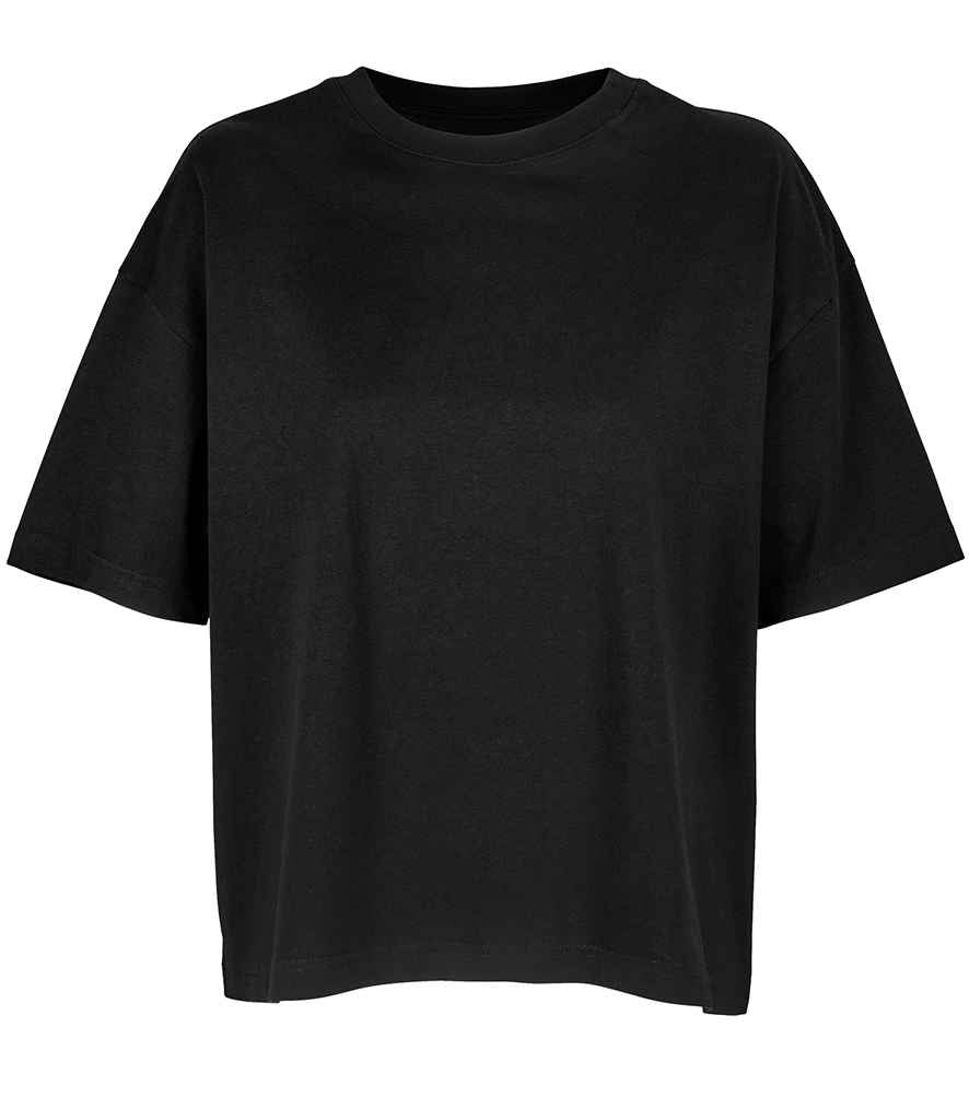 SOL'S Ladies Boxy Oversized Organic T-Shirt in Deep Black, front view