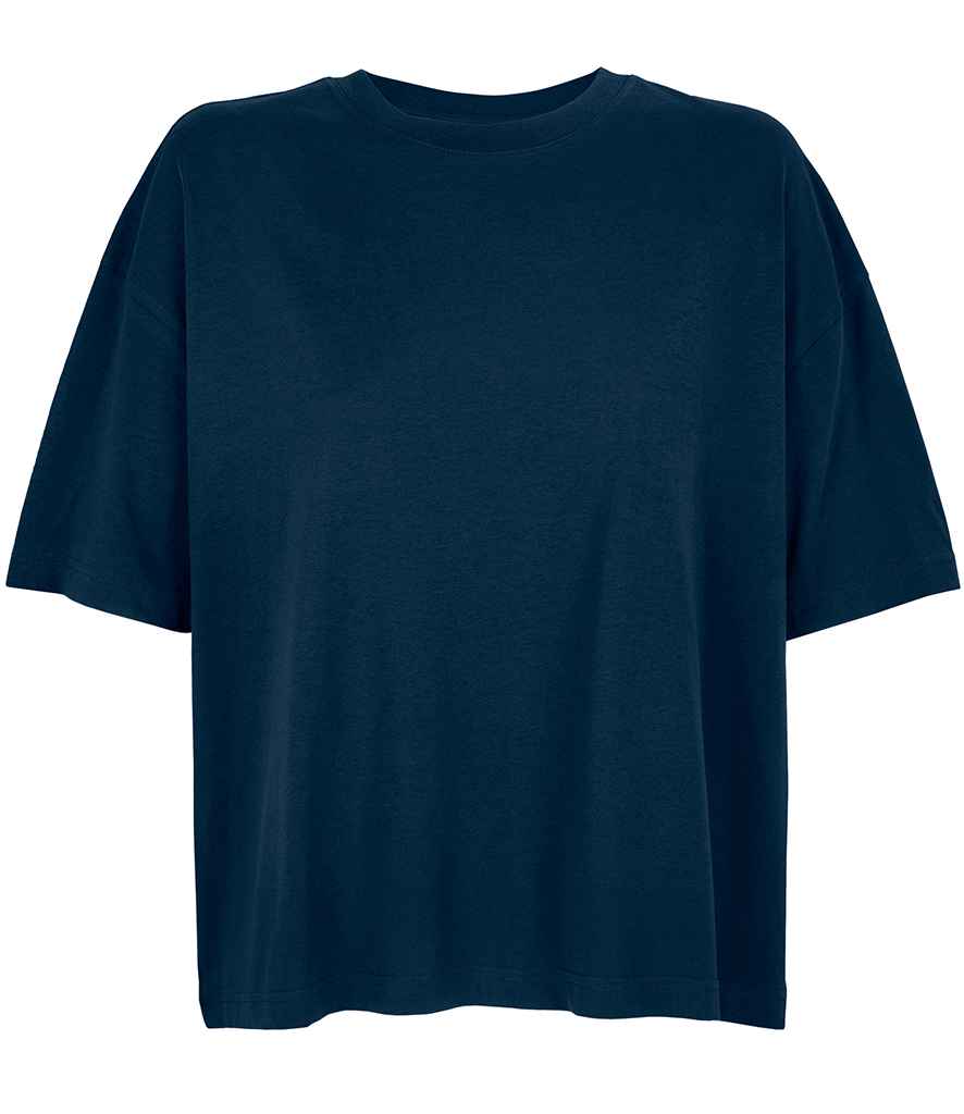 SOL'S Ladies Boxy Oversized Organic T-Shirt in French Navy, front view