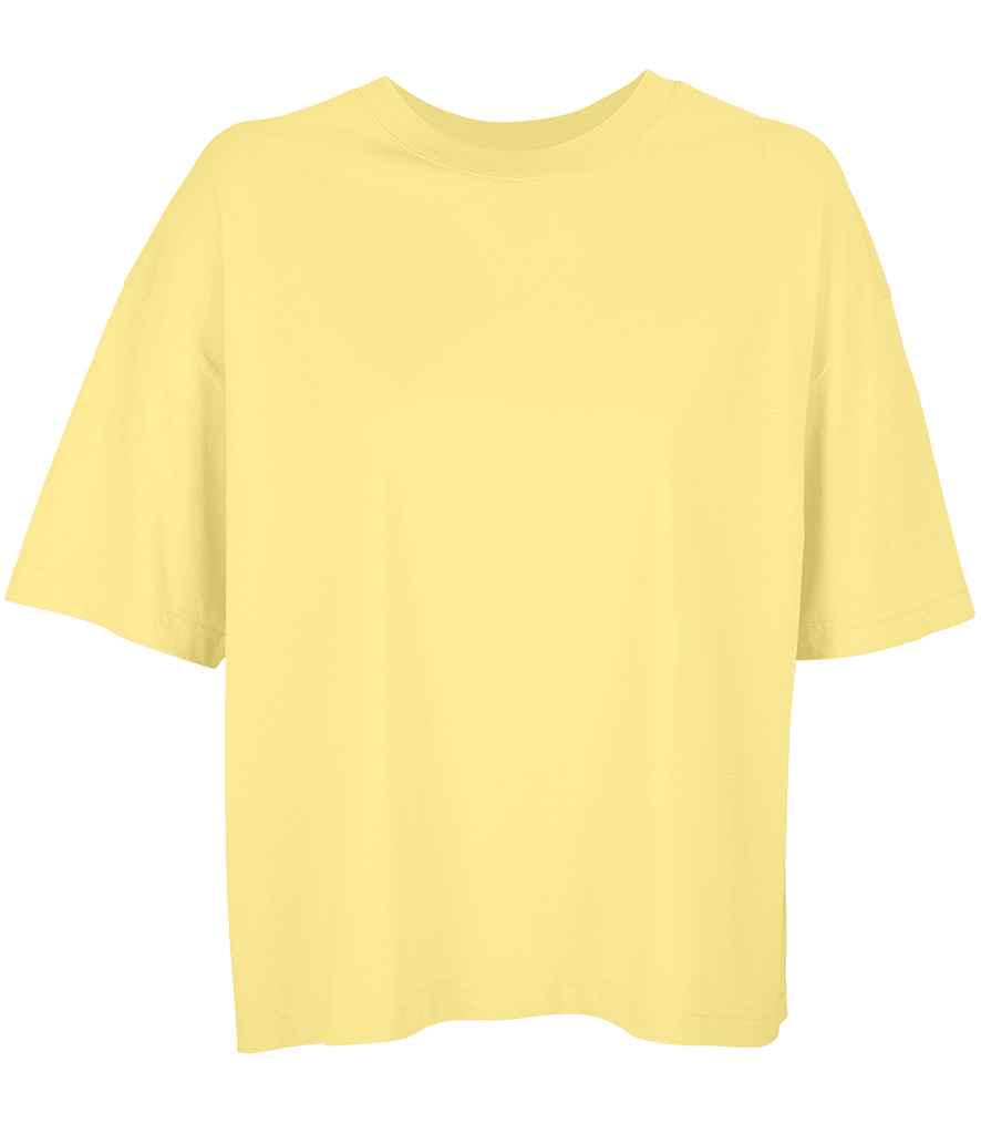 SOL'S Ladies Boxy Oversized Organic T-Shirt in Light Yellow, front view