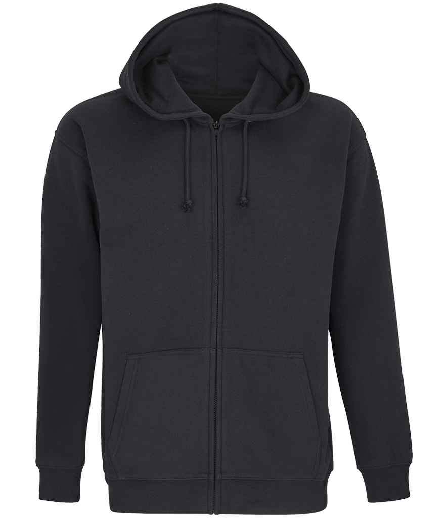 SOL'S Unisex Carter Full Zip Hoodie in Black, front view