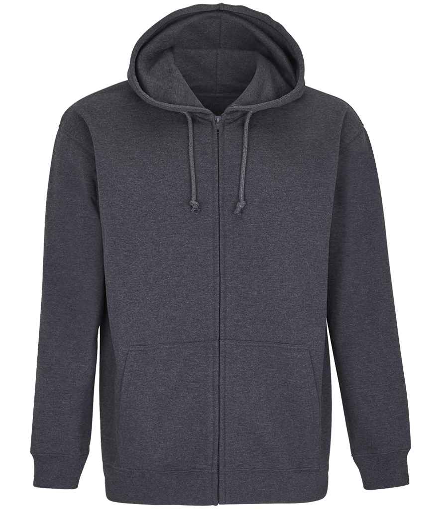 SOL'S Unisex Carter Full Zip Hoodie in Charcoal Marl, front view