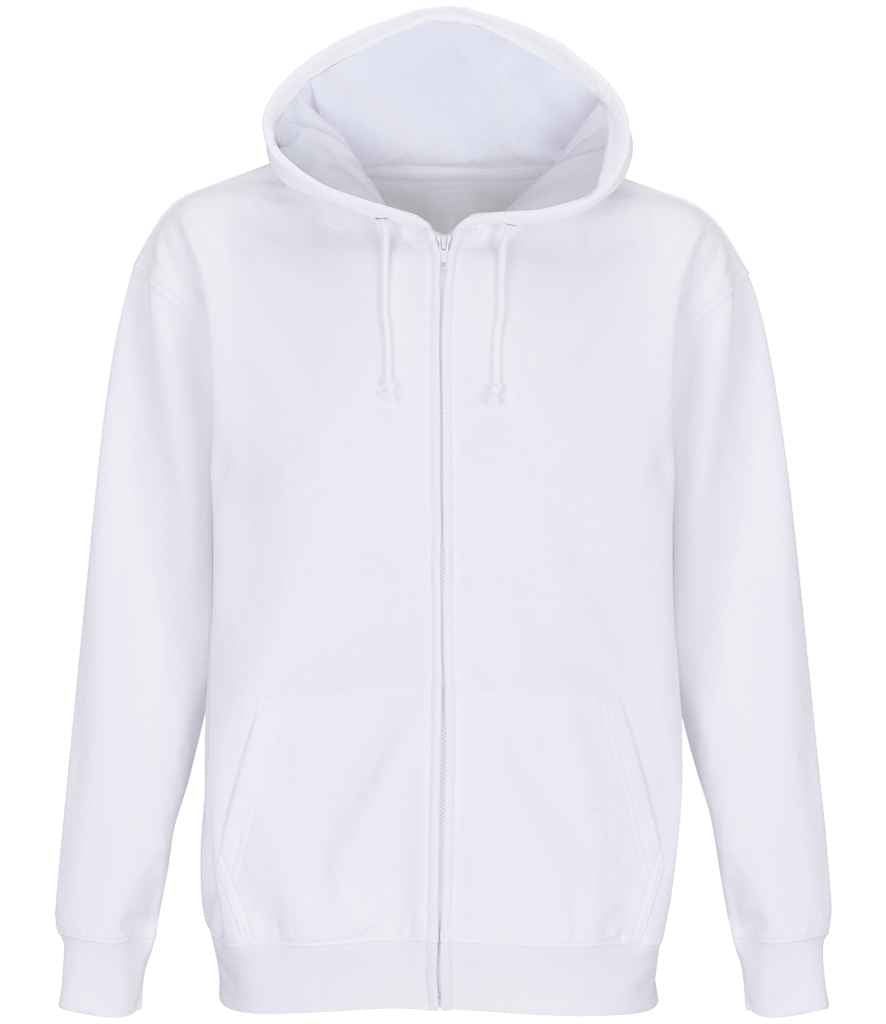 SOL'S Unisex Carter Full Zip Hoodie in White, front view