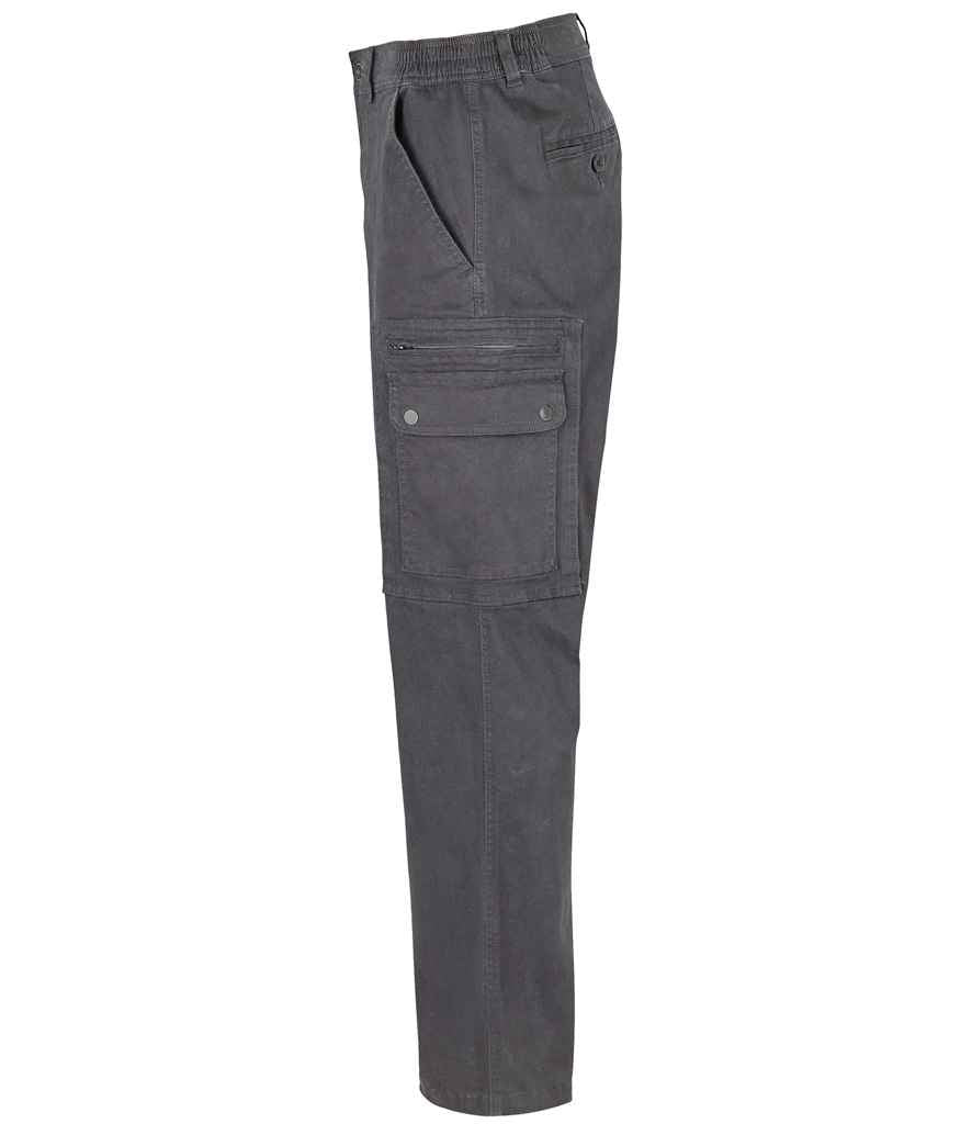SOL'S Docker Stretch Cargo Trousers in Dark Grey, side view