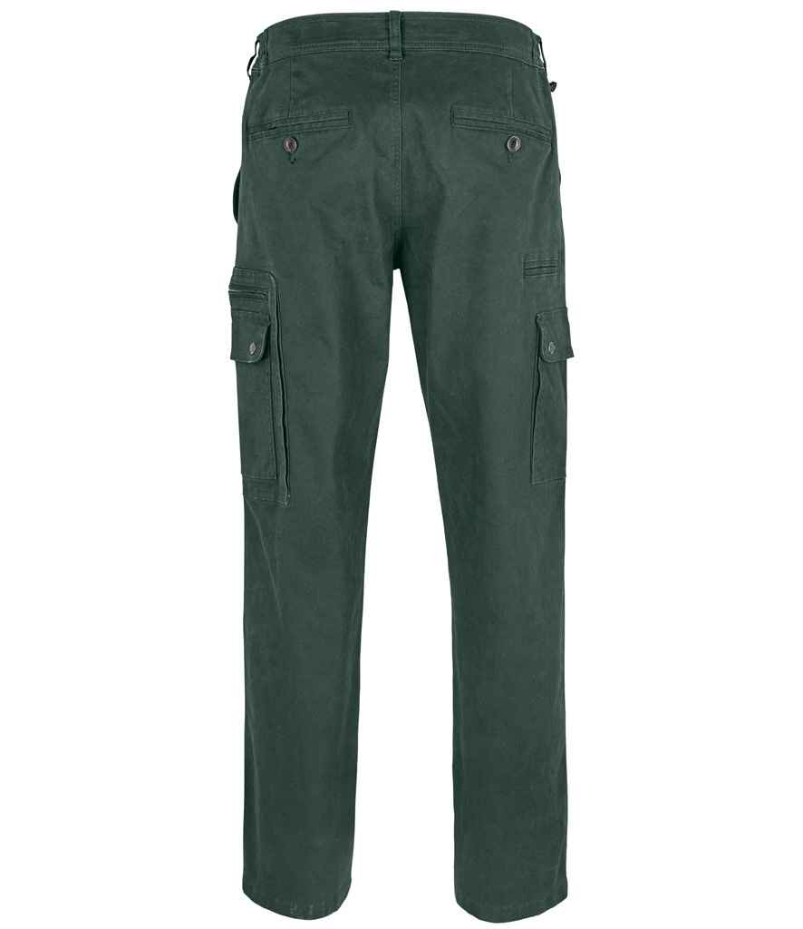 SOL'S Docker Stretch Cargo Trousers in Forest Green, back view