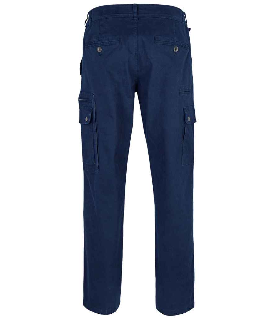 SOL'S Docker Stretch Cargo Trousers in Navy, back view