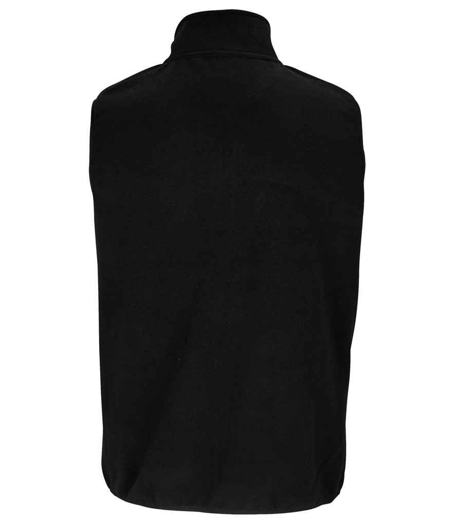SOL'S Unisex Factor Recycled Micro Fleece Bodywarmer in Black, back view