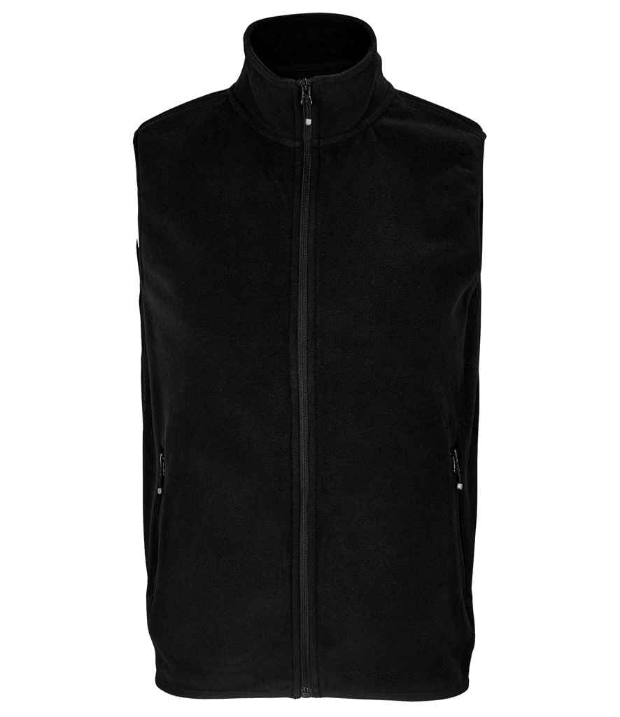 SOL'S Unisex Factor Recycled Micro Fleece Bodywarmer in Black, front view