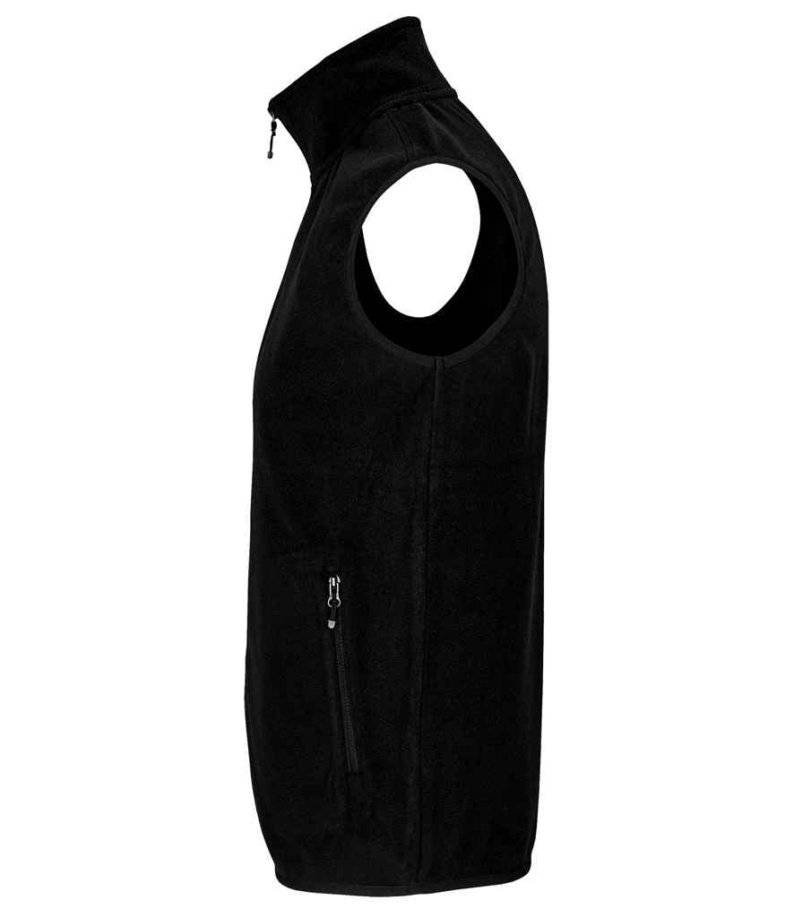 SOL'S Unisex Factor Recycled Micro Fleece Bodywarmer in Black, side view