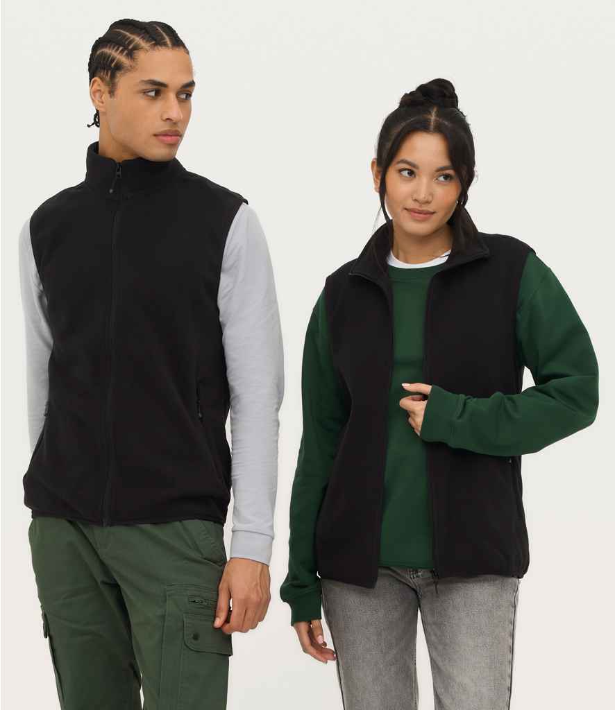 SOL'S Unisex Factor Recycled Micro Fleece Bodywarmer in Black