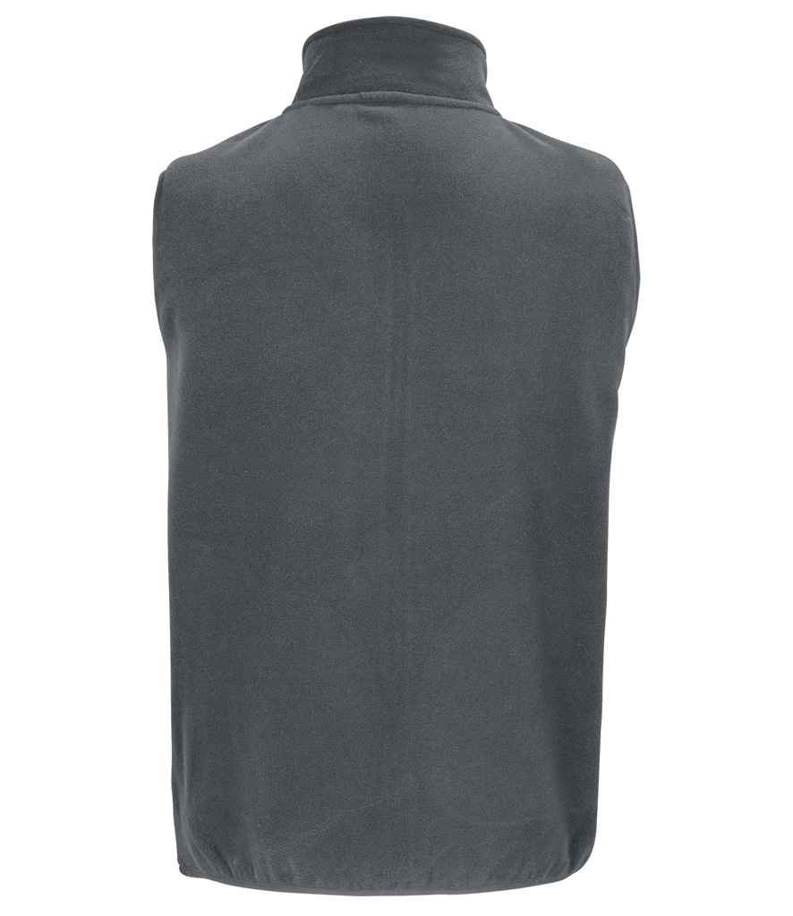 SOL'S Unisex Factor Recycled Micro Fleece Bodywarmer in Charcoal, back view
