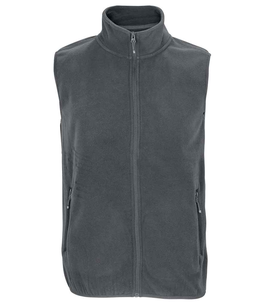 SOL'S Unisex Factor Recycled Micro Fleece Bodywarmer in Charcoal, front view