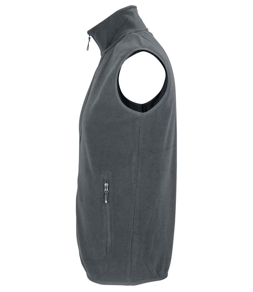 SOL'S Unisex Factor Recycled Micro Fleece Bodywarmer in Charcoal, side view