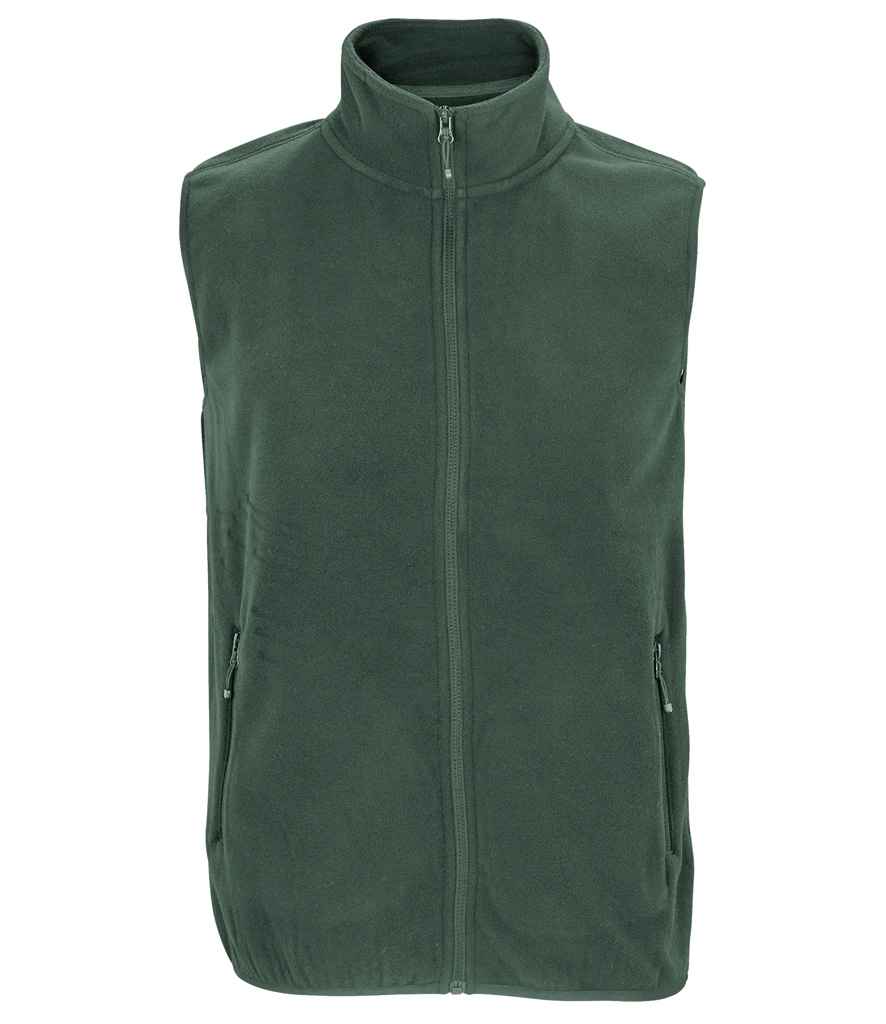 SOL'S Unisex Factor Recycled Micro Fleece Bodywarmer in Forest Green, front view