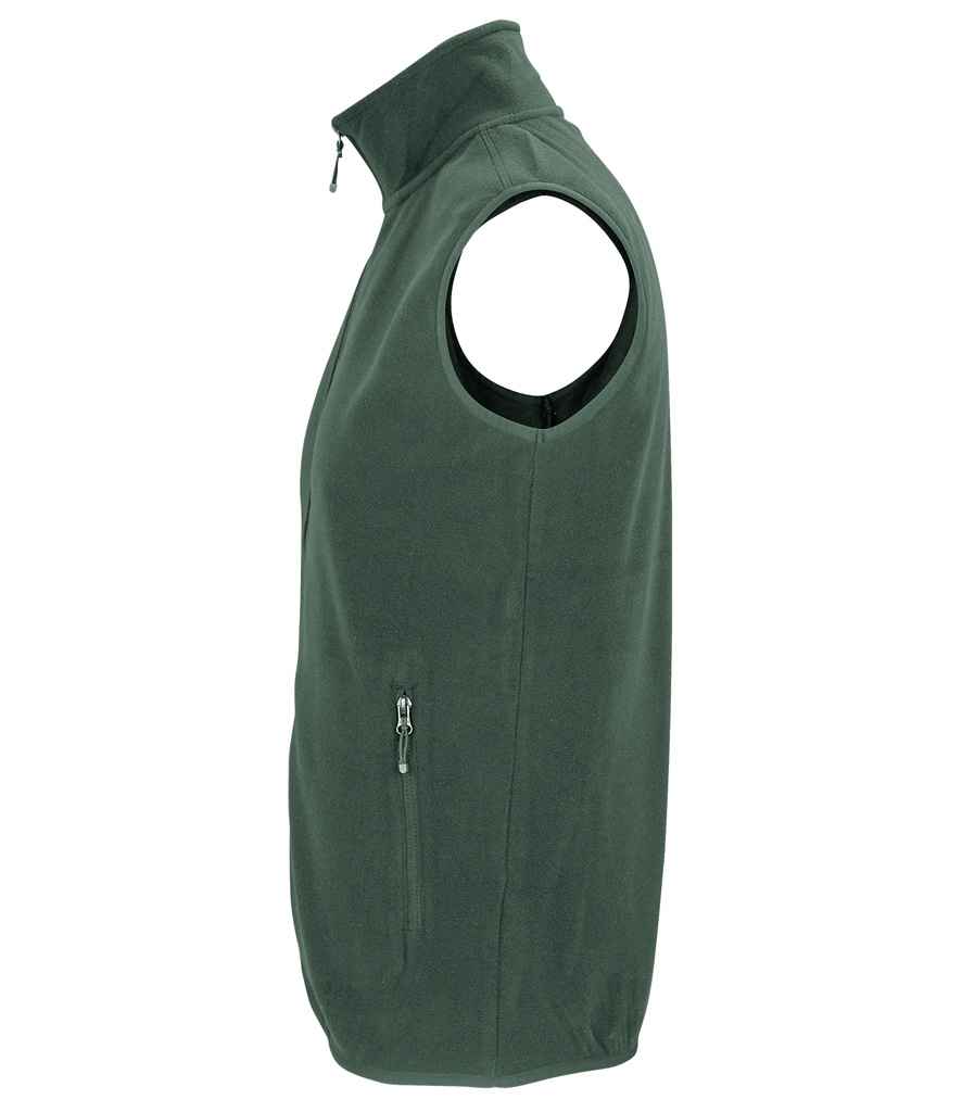 SOL'S Unisex Factor Recycled Micro Fleece Bodywarmer in Forest Green, side view