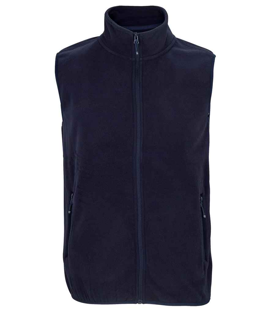 SOL'S Unisex Factor Recycled Micro Fleece Bodywarmer in Navy, front view