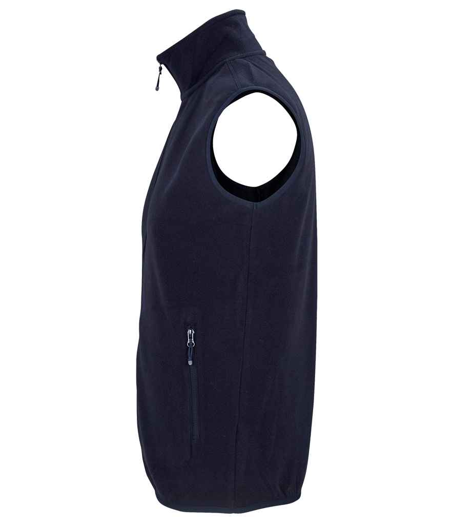 SOL'S Unisex Factor Recycled Micro Fleece Bodywarmer in Navy, side view