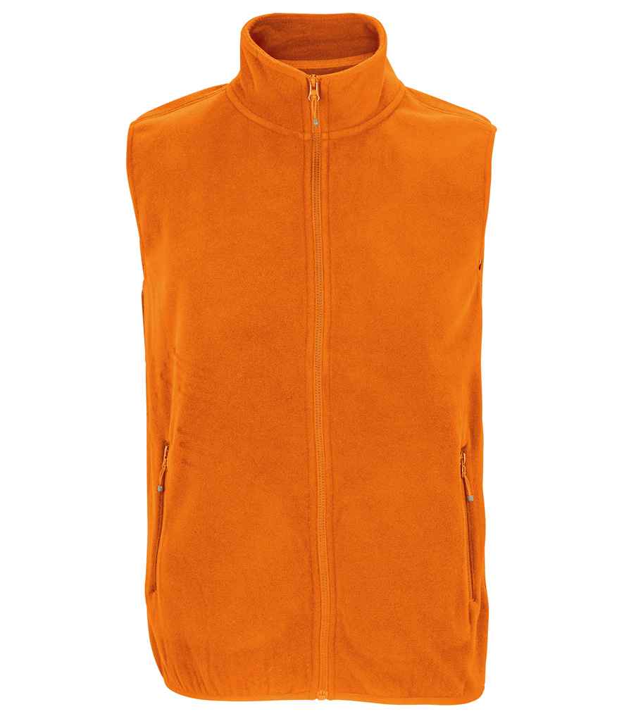 SOL'S Unisex Factor Recycled Micro Fleece Bodywarmer in Orange, front view