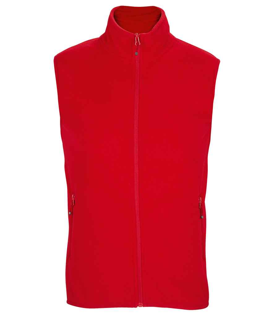 SOL'S Unisex Factor Recycled Micro Fleece Bodywarmer in Red, front view